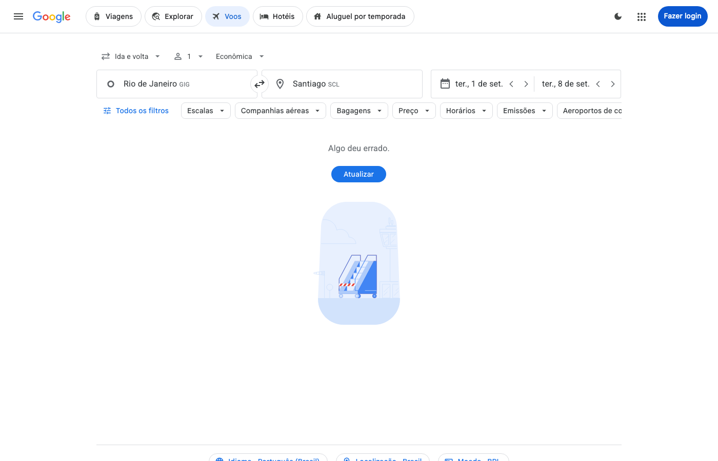 Print Google Flights — RIO DE JANEIRO (GIG), partida 01 set